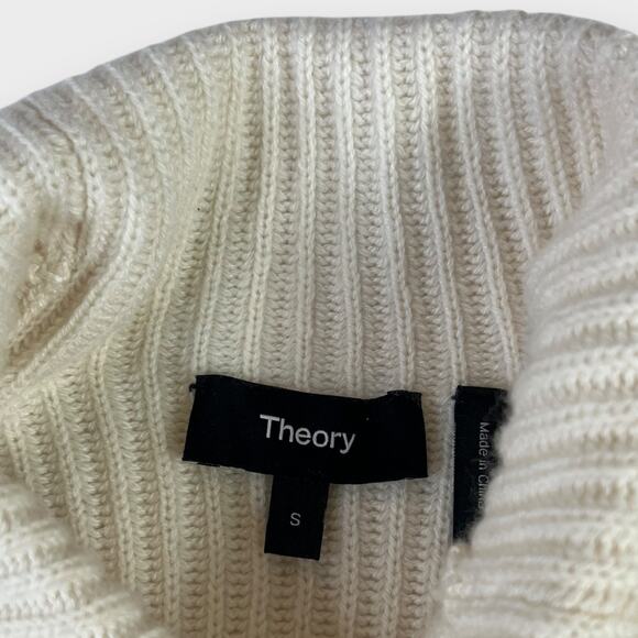Theory Moving Rib Cashmere Foldover Collar Turtleneck Sweater Size Small - Picture 5 of 8